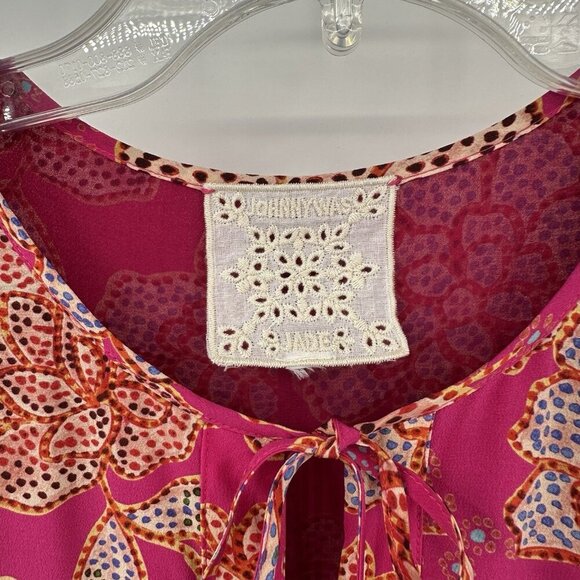 JOHNNY WAS JADE vesna dress tunic mini 100% silk pink multi floral boho S - Picture 9 of 10